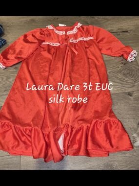 Laura Dare Girls' Red Silk Robe - 3T